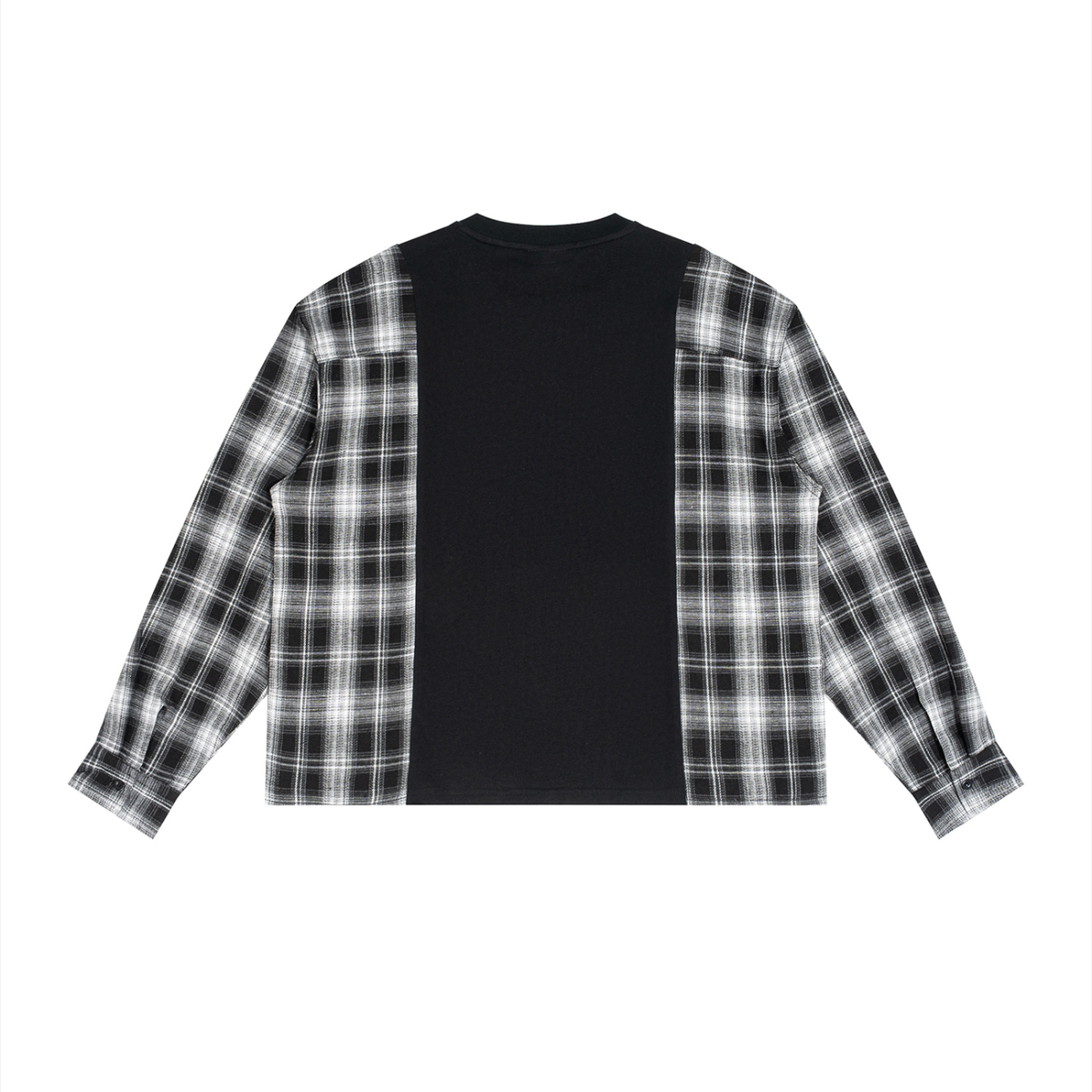 "ANTI PAINKILLERS" Plaid Panel Long Sleeve T-Shirt