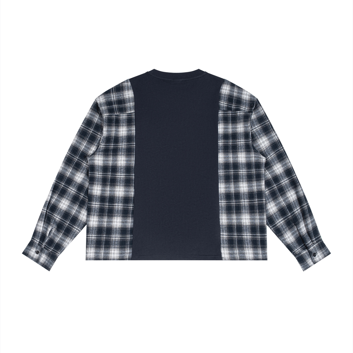 "ANTI PAINKILLERS" Plaid Panel Long Sleeve T-Shirt