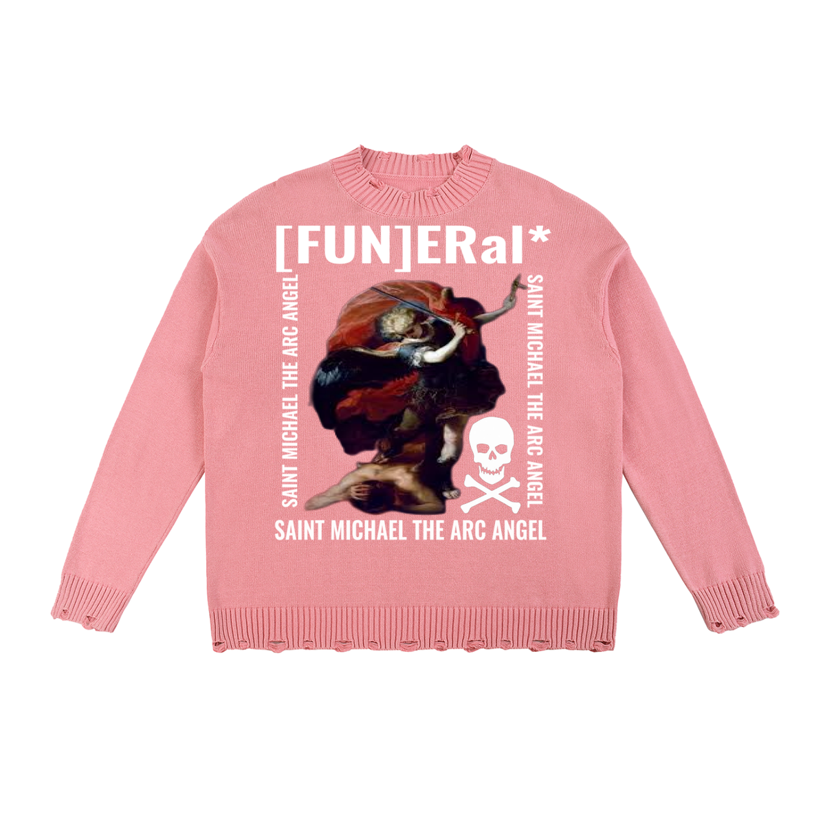 [FUN]ERaL* SAINT MICHEAL Hand-Frayed Sweater