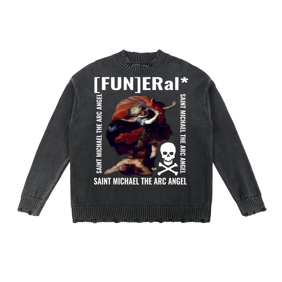 [FUN]ERaL* SAINT MICHEAL Hand-Frayed Sweater