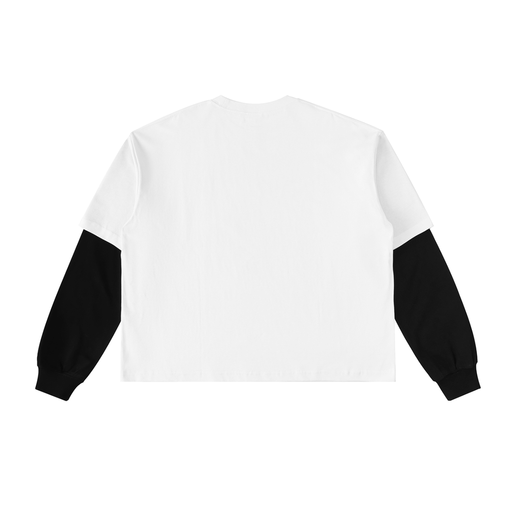 [PA]IN* Layered Contrast Sleeve Cotton T-Shirt
